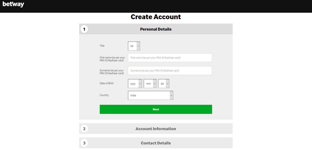 betway casino register