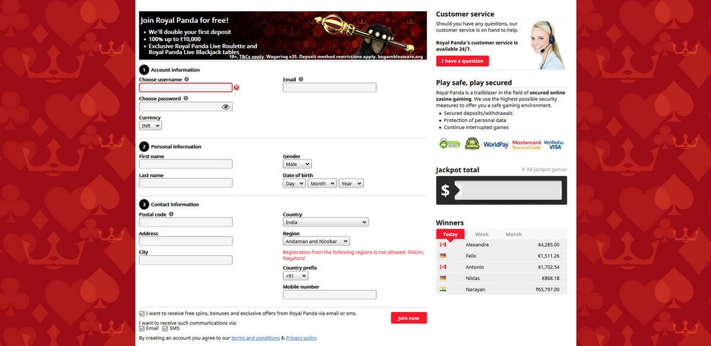 royal panda sign up