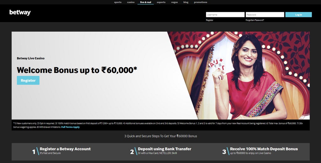 betway casino register