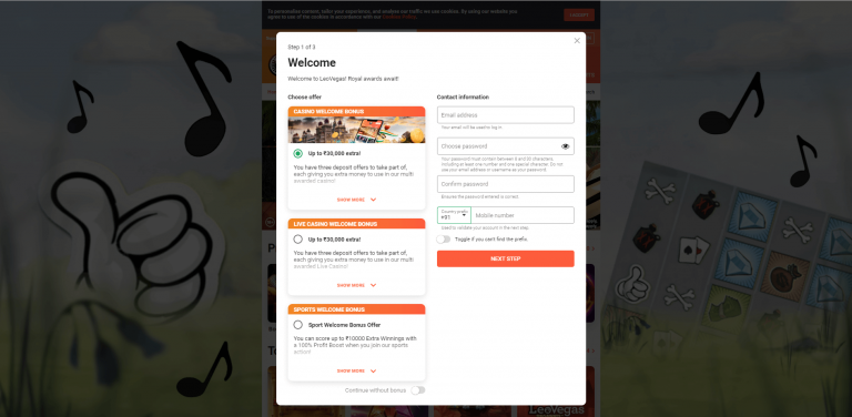 leovegas review casino sign up form