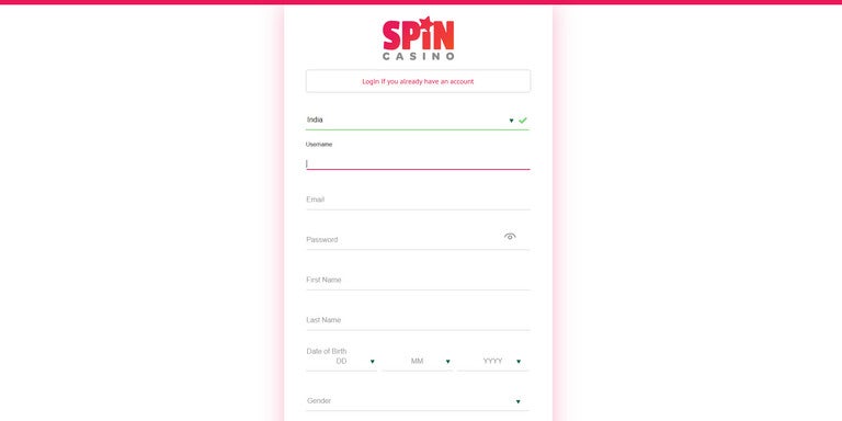 spin casino signup