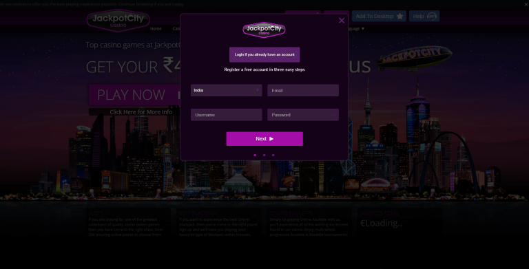 jackpot city sign up