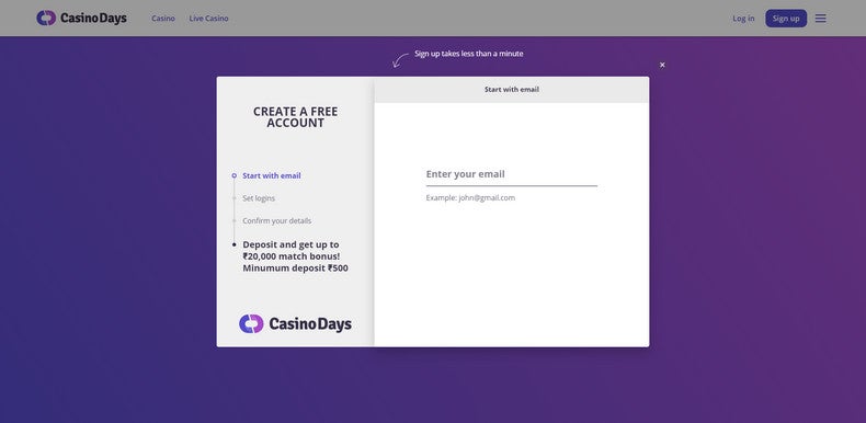 Register at Casino Days