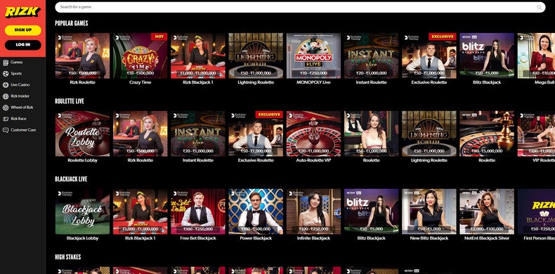 rizk live casino