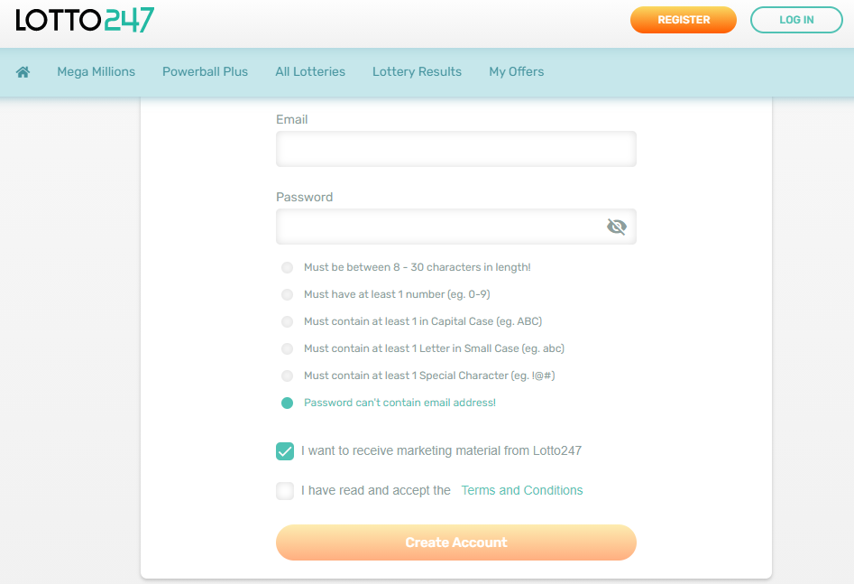 Lotto247 Registration and Login Process
